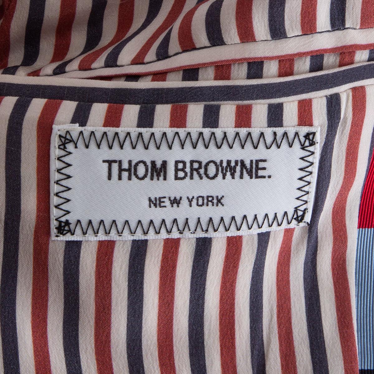 THOM BROWNE - Blazer rayé en soie et coton rouge, bleu et noir, taille 1 S en vente 1