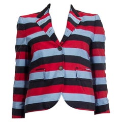 THOM BROWNE red blue black silk & cotton STRIPED Blazer Jacket 1 S