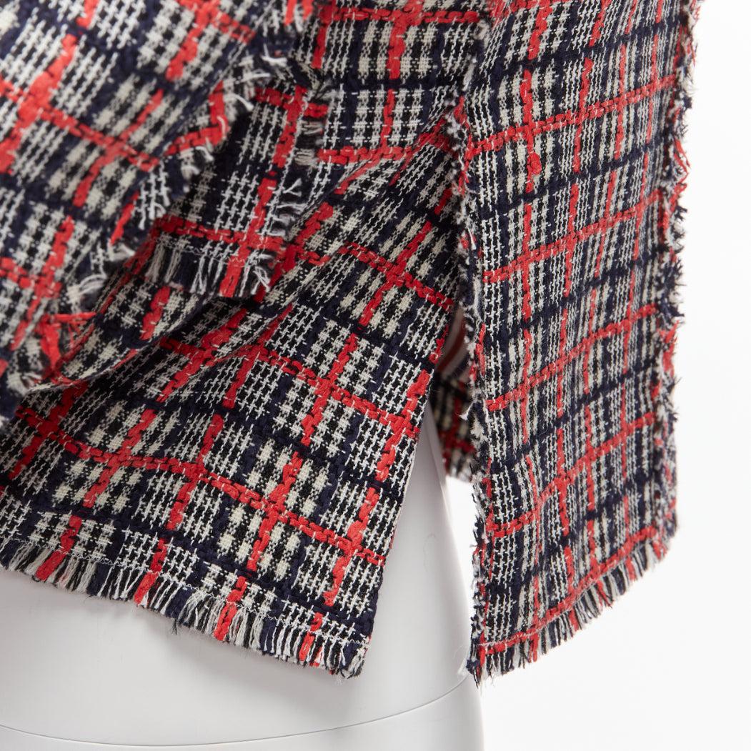 THOM BROWNE red checked wool cotton tweed button silk lined blazer jacket JP3 L For Sale 5