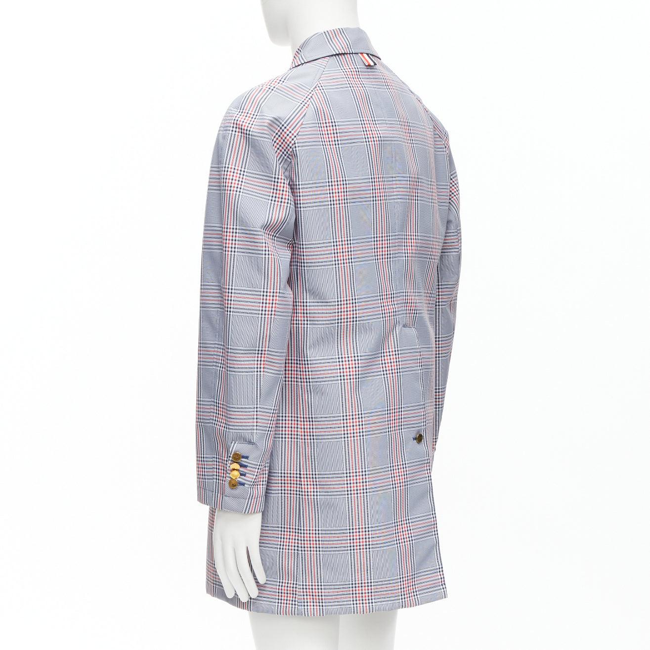 THOM BROWNE Reversible navy blue  classic check gold buttons overcoat JP2 M For Sale 5