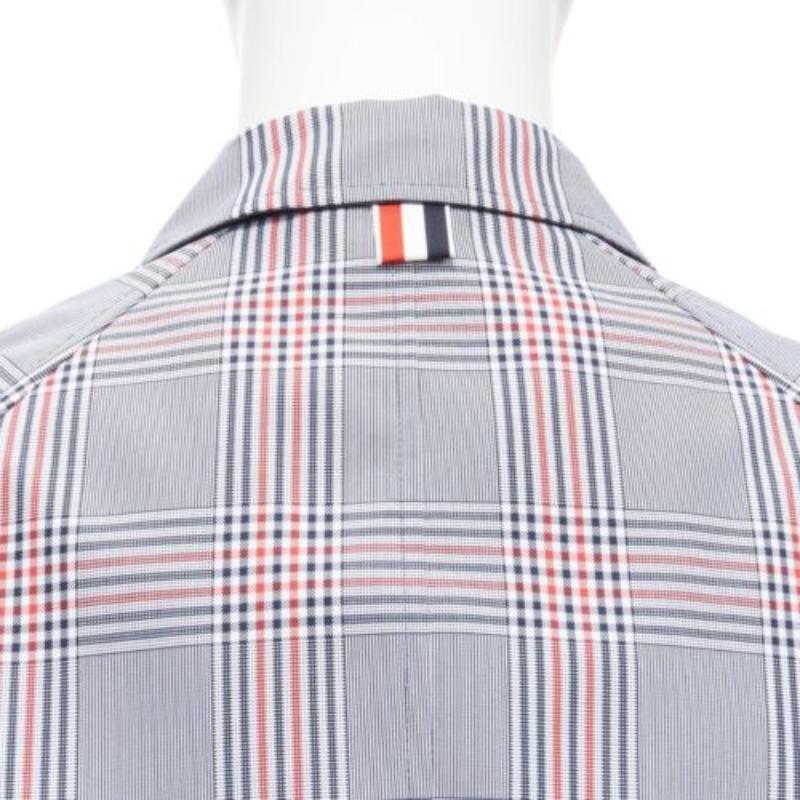 Thom Browne reversibile blu navy  cappotto classico a quadri con bottoni dorati JP2 M in vendita 7