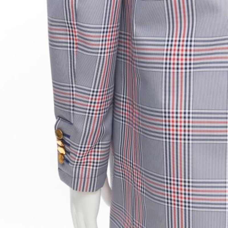Thom Browne reversibile blu navy  cappotto classico a quadri con bottoni dorati JP2 M in vendita 8