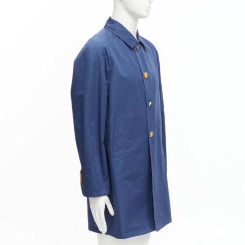 Uomo Thom Browne reversibile blu navy  cappotto classico a quadri con bottoni dorati JP2 M in vendita