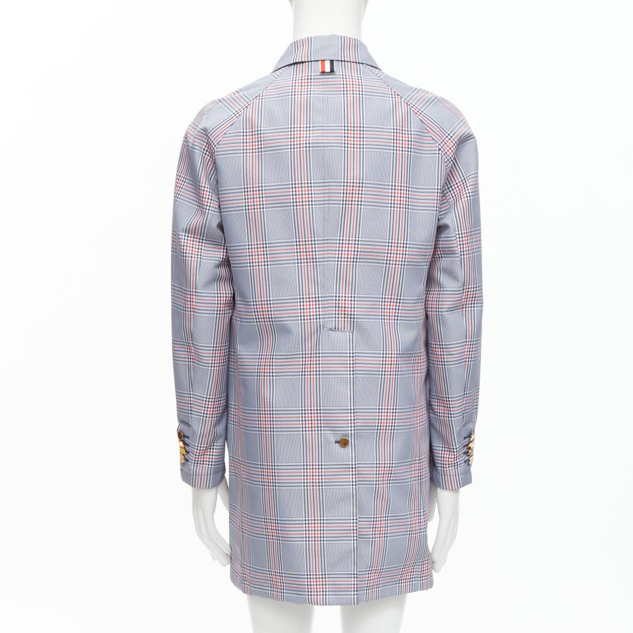 THOM BROWNE Reversible navy blue  classic check gold buttons overcoat JP2 M For Sale 3