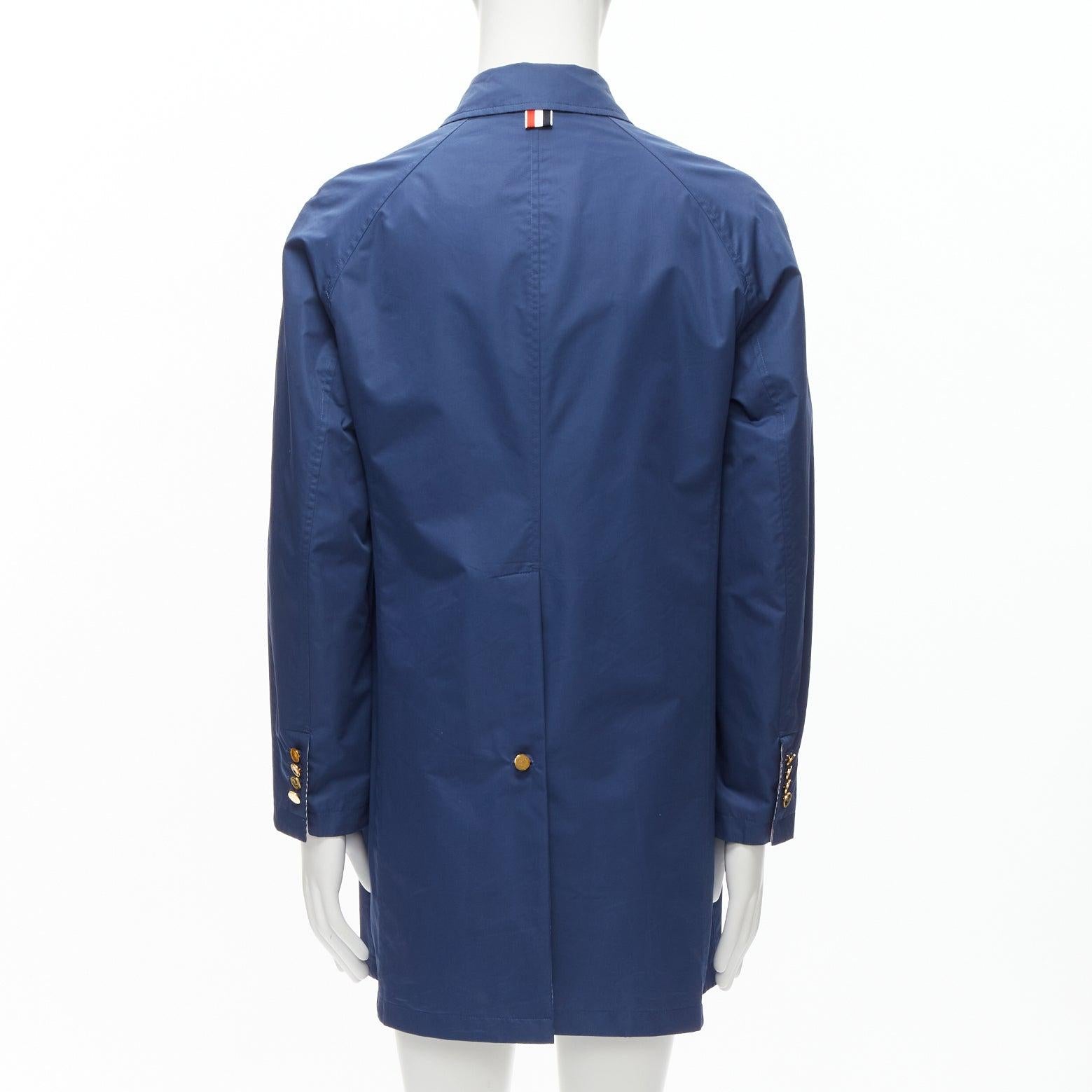 THOM BROWNE Reversible navy blue  classic check gold buttons overcoat JP2 M For Sale 4