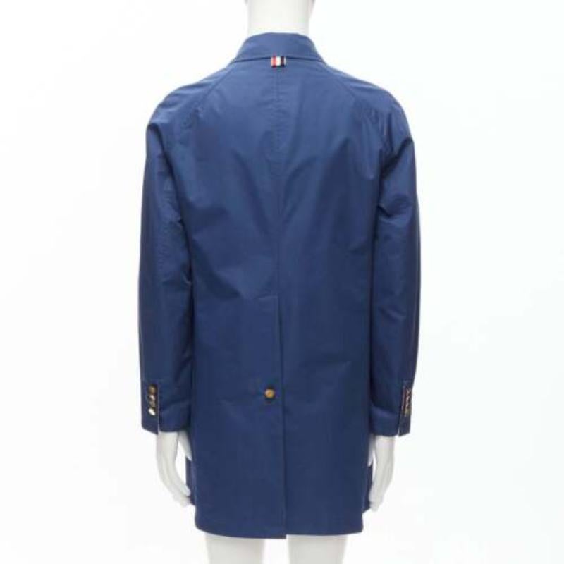 Thom Browne reversibile blu navy  cappotto classico a quadri con bottoni dorati JP2 M in vendita 4