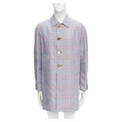 THOM BROWNE Reversible navy blue  classic check gold buttons overcoat JP2 M