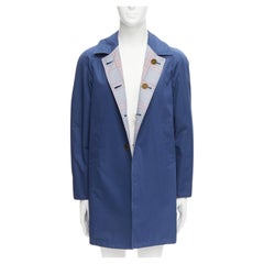 THOM BROWNE Reversible navy blue classic check gold buttons overcoat JP2 M