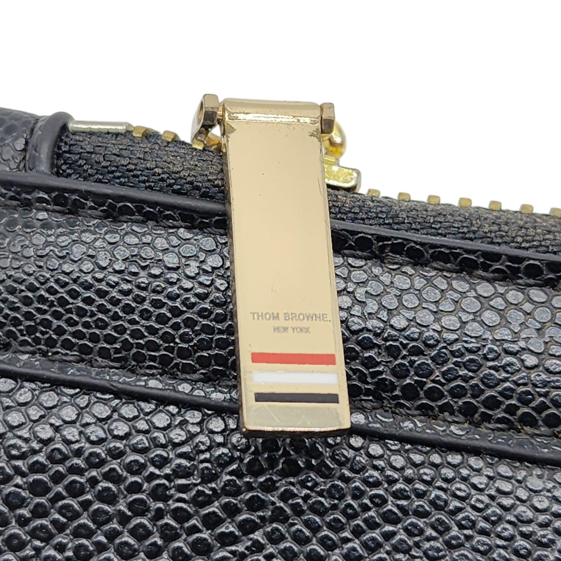 Men's Thom Browne RWB Stripe Zip-Up Pouch Leather in Black For Sale