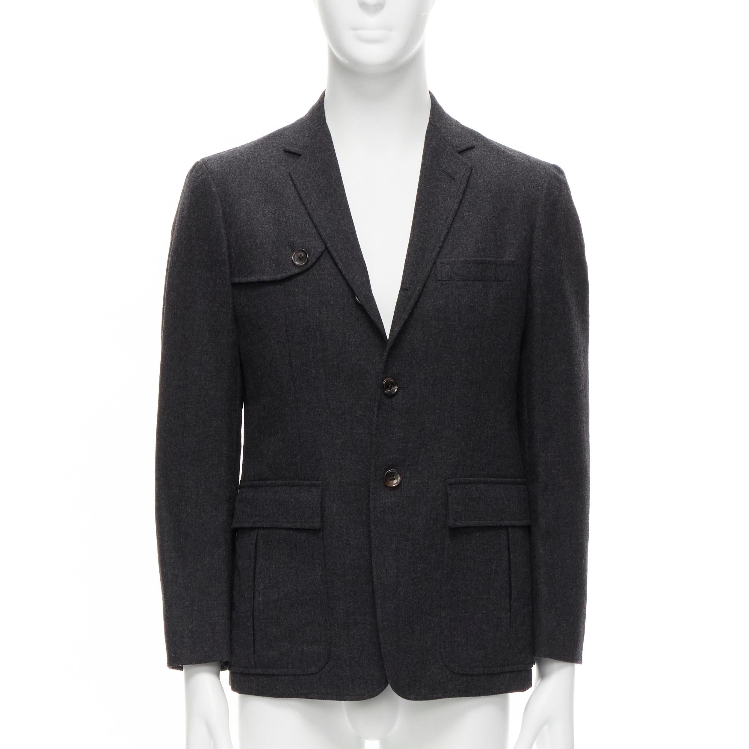 THOM BROWNE signature tag wool cashmere military pocket blazer JP1 S In Excellent Condition In Hong Kong, NT