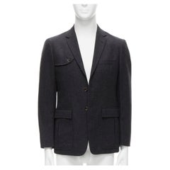 THOM BROWNE - Blazer de poche militaire en laine et cachemire avec étiquette signature JP1 S