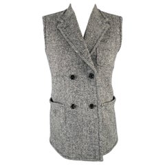 Thom Browne Gilet Donegal in lana e mohair grigio nero taglia 0