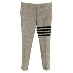 THOM BROWNE Size 0 Black White Glen Plaid Wool Cuffed Dress Pants