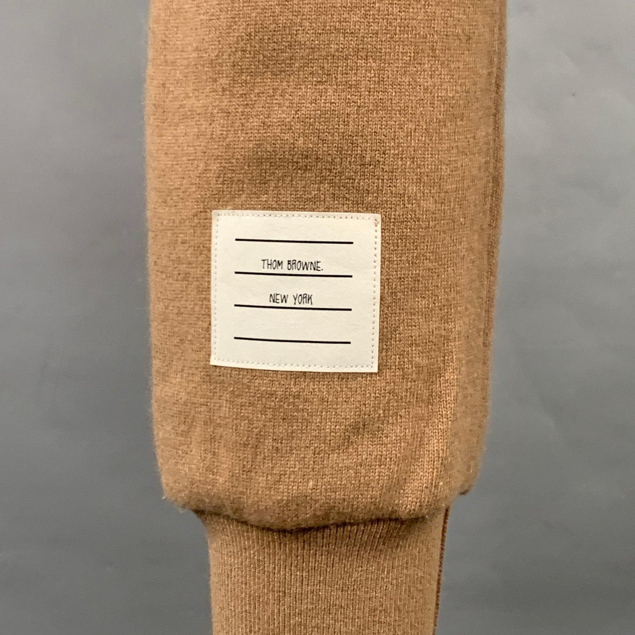 White THOM BROWNE Size 0 Brown Cream Cotton Blend Stripe Casual Pants For Sale