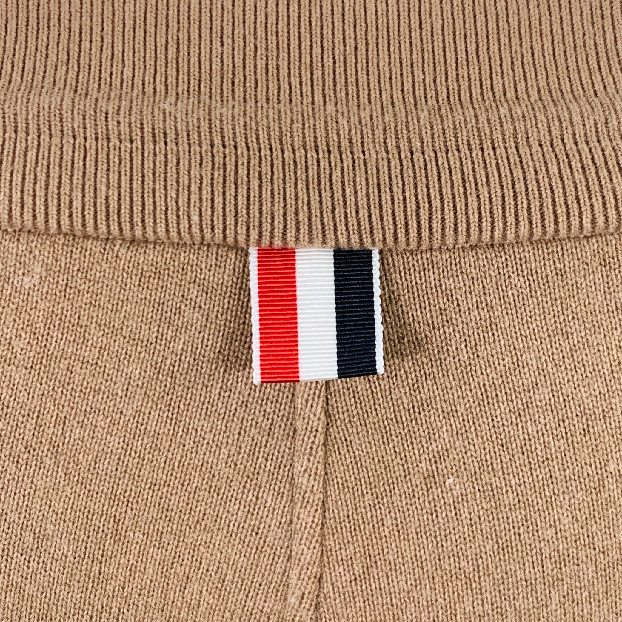 Women's THOM BROWNE Size 0 Brown Cream Cotton Blend Stripe Casual Pants For Sale