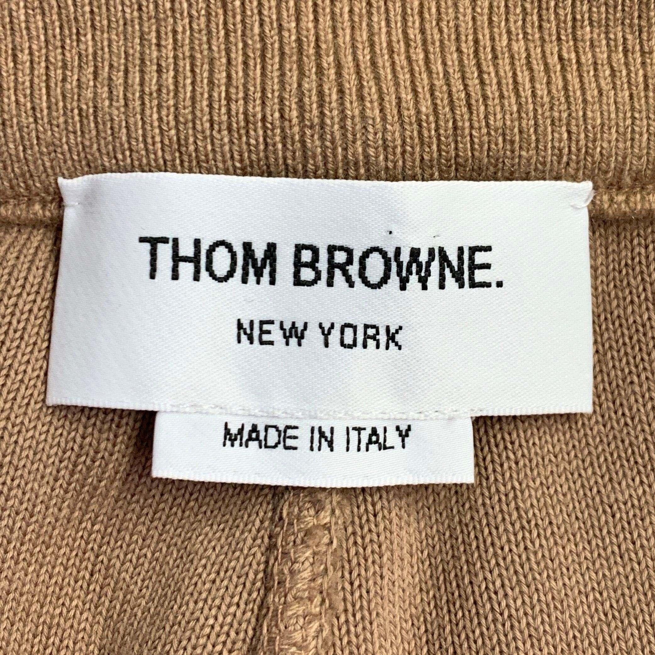 THOM BROWNE Size 0 Brown Cream Cotton Blend Stripe Casual Pants For Sale 1