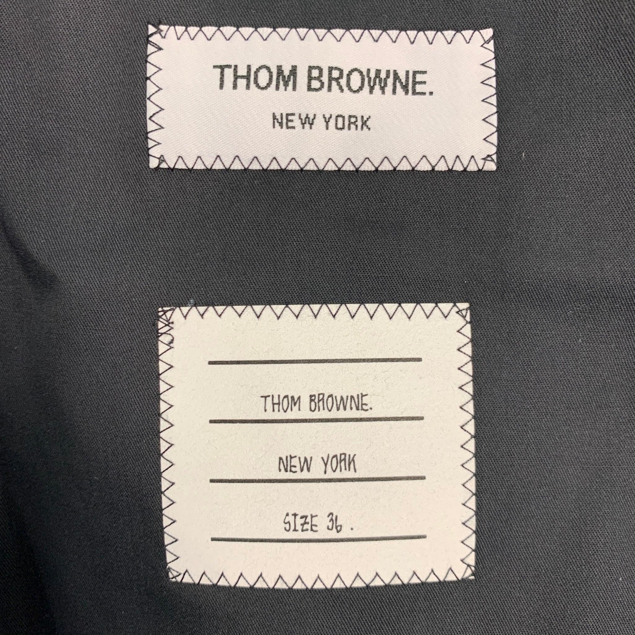 THOM BROWNE Size 0 Grey Black Wool  Polyester Plaid High Waisted Dress Pants For Sale 1