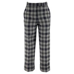THOM BROWNE Größe 0 Grau Schwarze schwarze Wolle  Polyester karierte Kleidhose mit hoher Taille