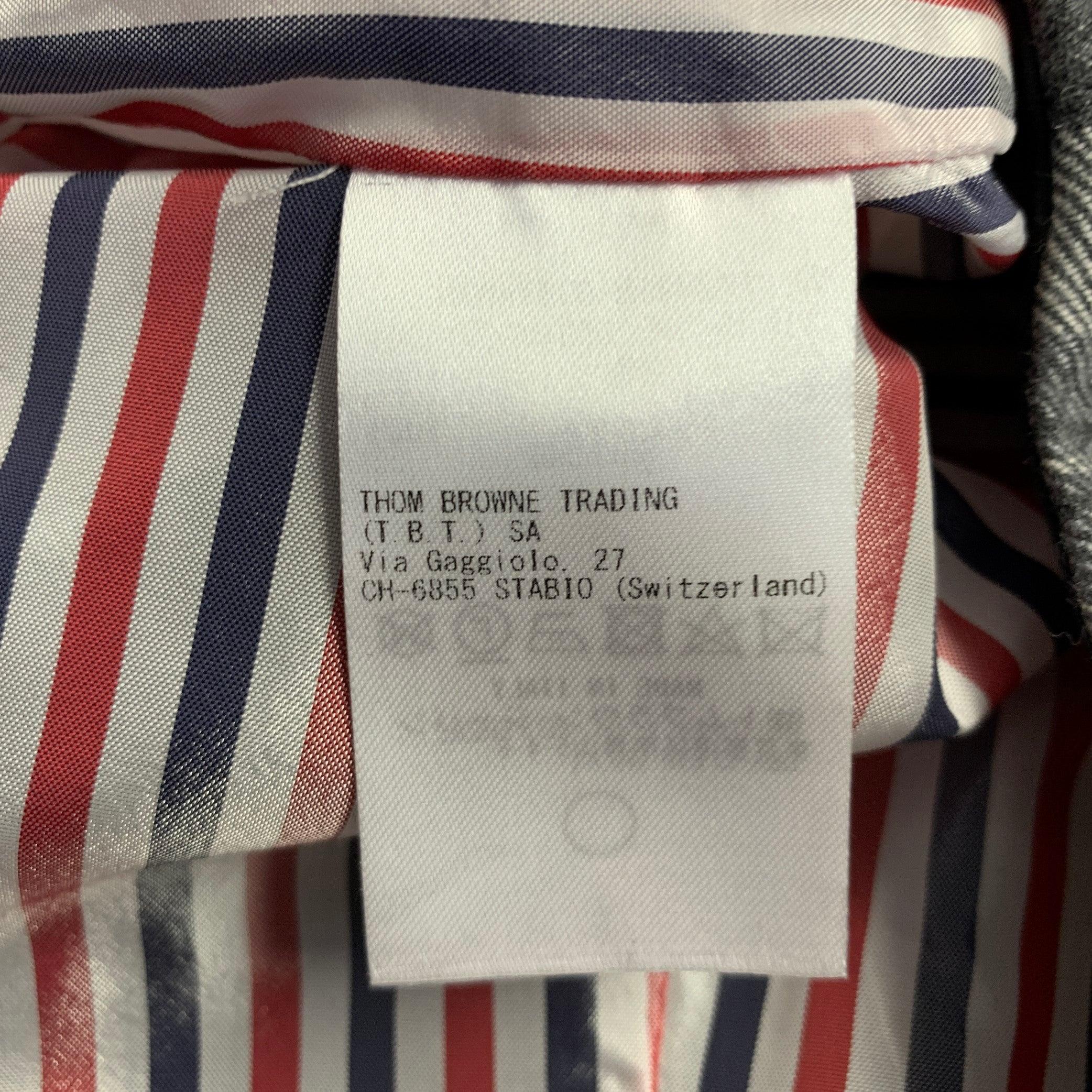 THOM BROWNE Size 0 Grey Cream Wool Plaid Pencil Mid-Calf Skirt For Sale 2