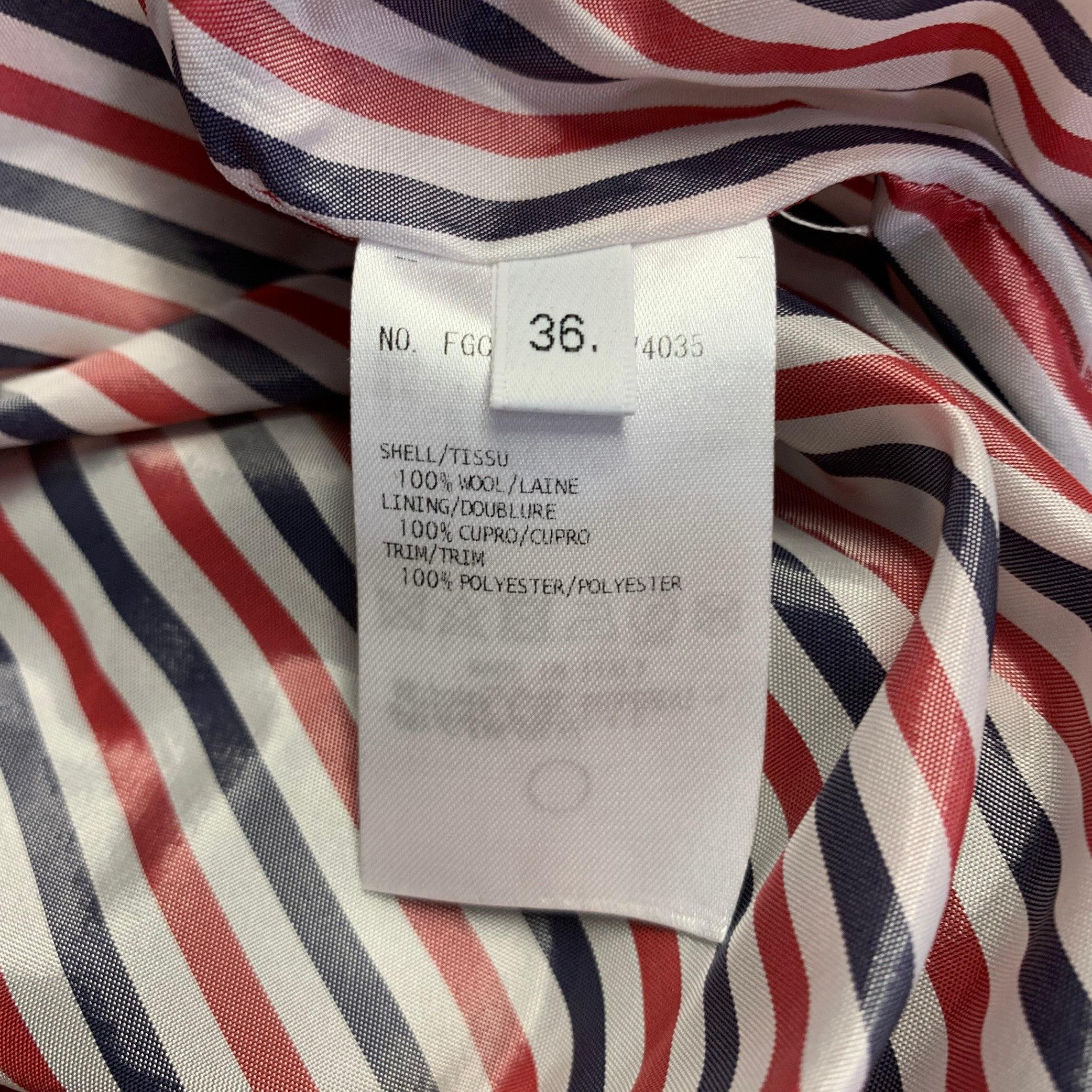 THOM BROWNE Size 0 Grey Cream Wool Plaid Pencil Mid-Calf Skirt For Sale 3