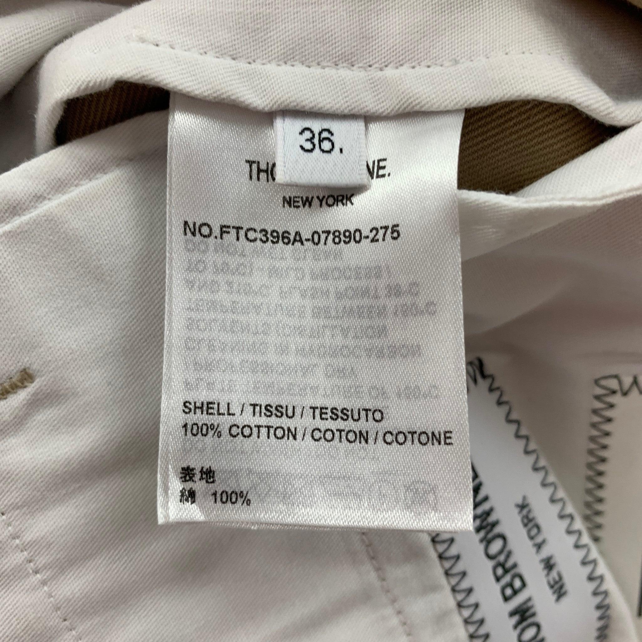 THOM BROWNE Size 0 Khaki Cotton Stripe Pleated Casual Pants In Good Condition In San Francisco, CA