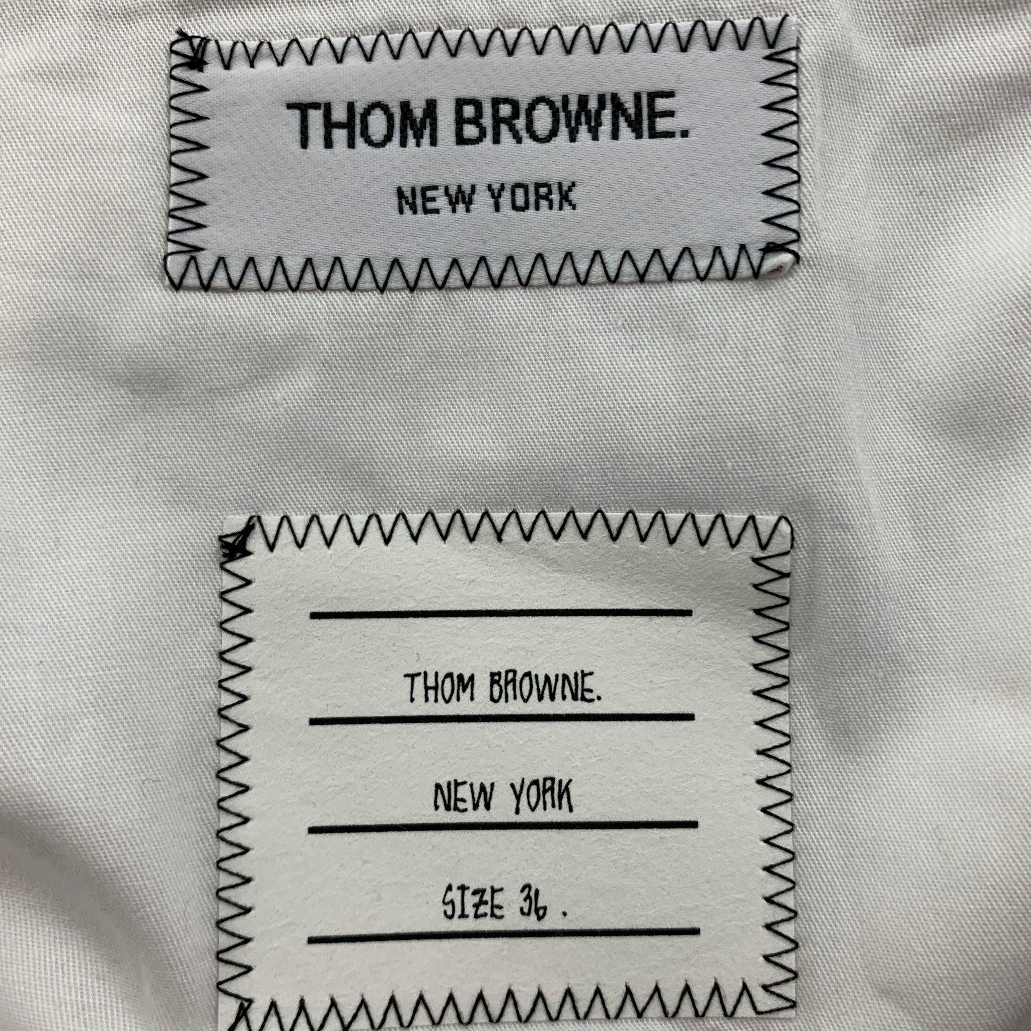 Men's THOM BROWNE Size 0 Khaki Cotton Stripe Pleated Casual Pants