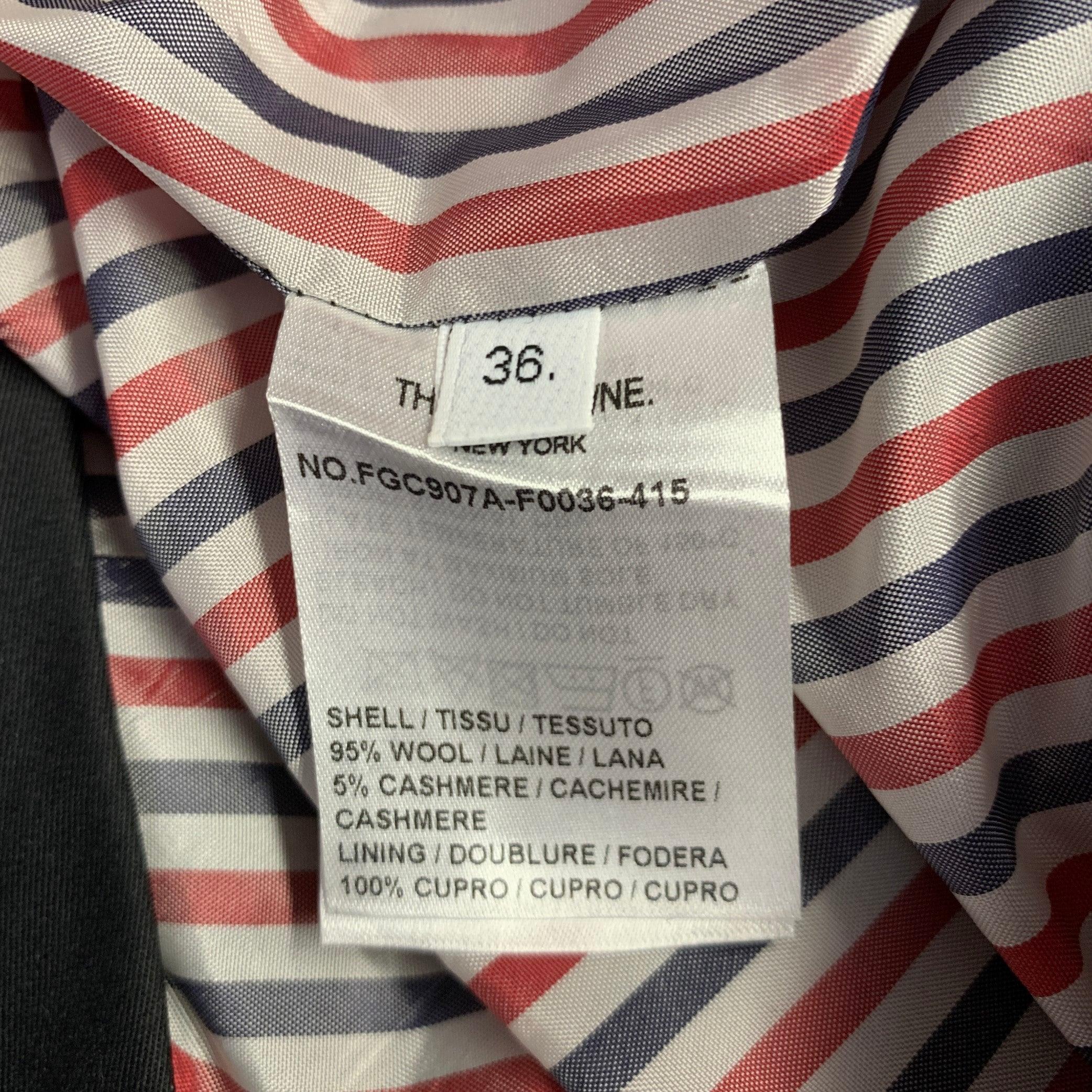 THOM BROWNE Size 0 Navy White Wool Cashmere Pinstripe Cuffed Mini Skirt For Sale 1