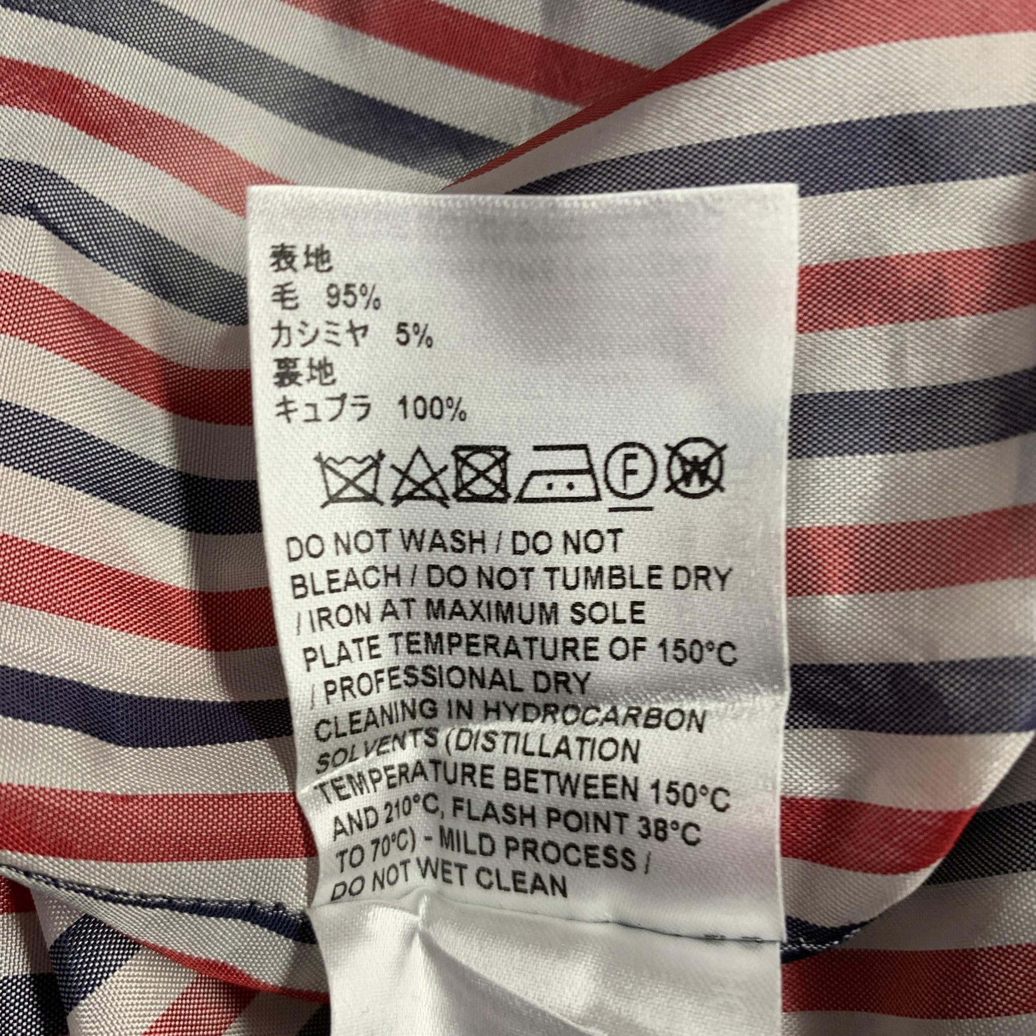 THOM BROWNE Size 0 Navy White Wool Cashmere Pinstripe Cuffed Mini Skirt For Sale 2