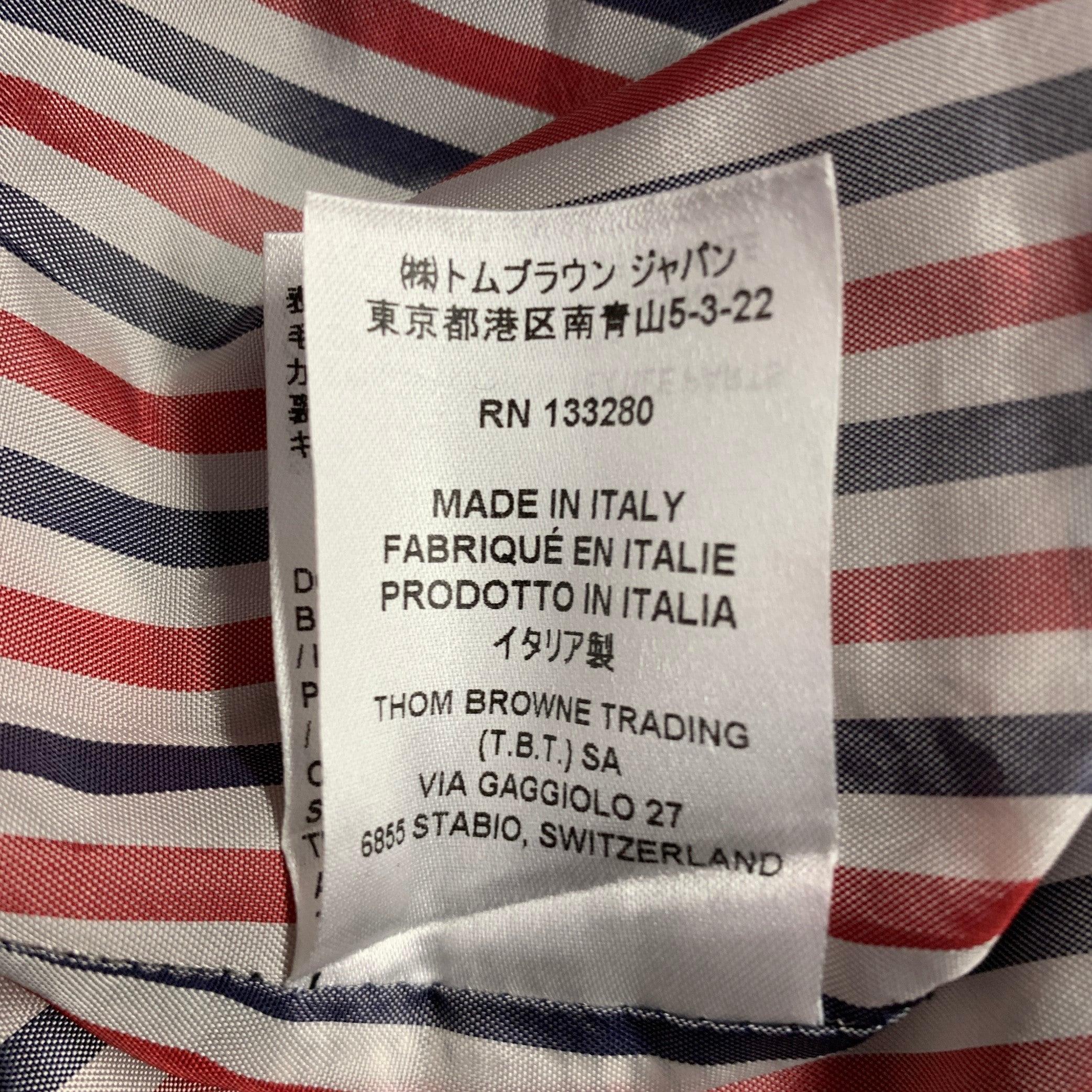 THOM BROWNE Size 0 Navy White Wool Cashmere Pinstripe Cuffed Mini Skirt For Sale 3