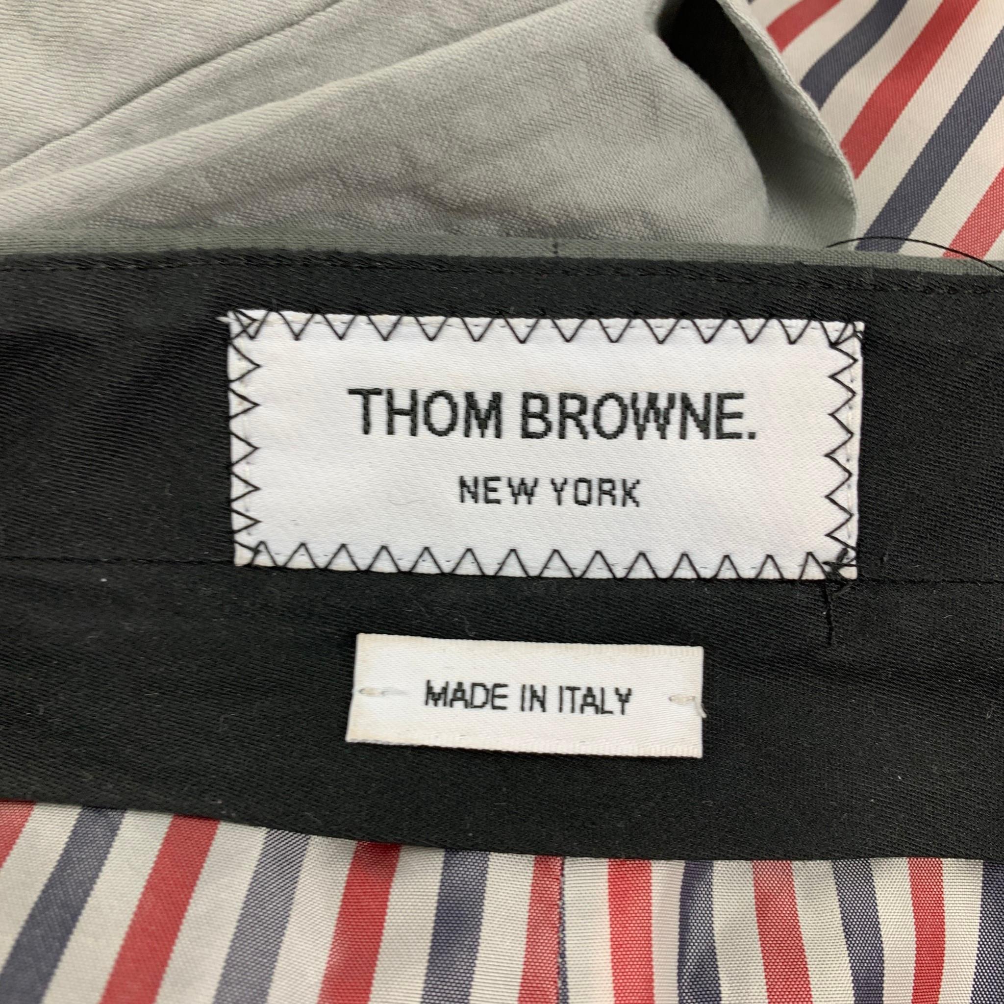 THOM BROWNE Size 00 Grey Light Grey Cotton Color Block Mini Skirt In Good Condition In San Francisco, CA