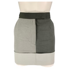THOM BROWNE Size 00 Grey Light Grey Cotton Color Block Mini Skirt