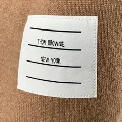 THOM BROWNE Size 2 Brown Cream Cashmere Blend Stripe Crew Neck Sweater