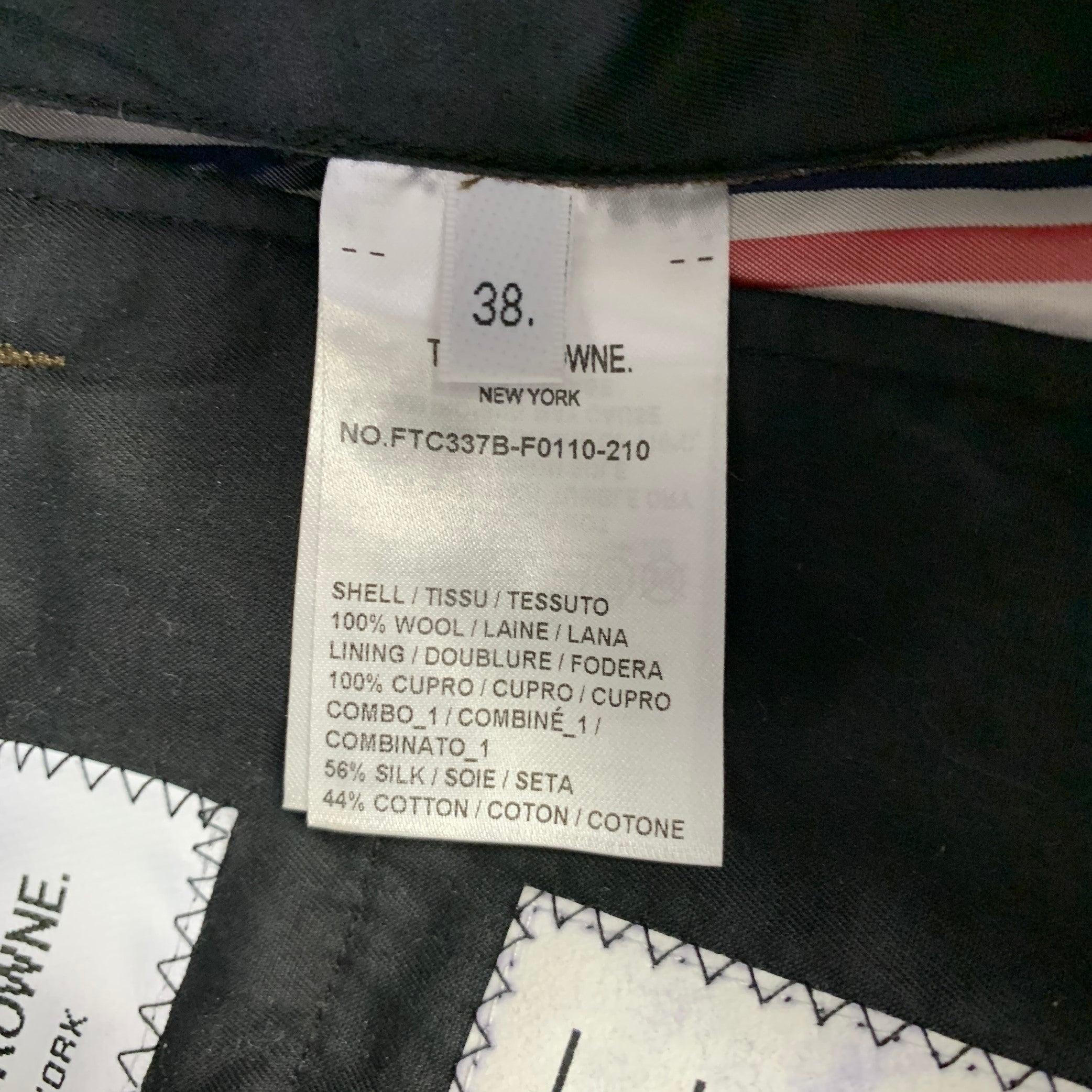 THOM BROWNE Size 2 Brown Olive Wool Herringbone Flat Front Dress Pants For Sale 2