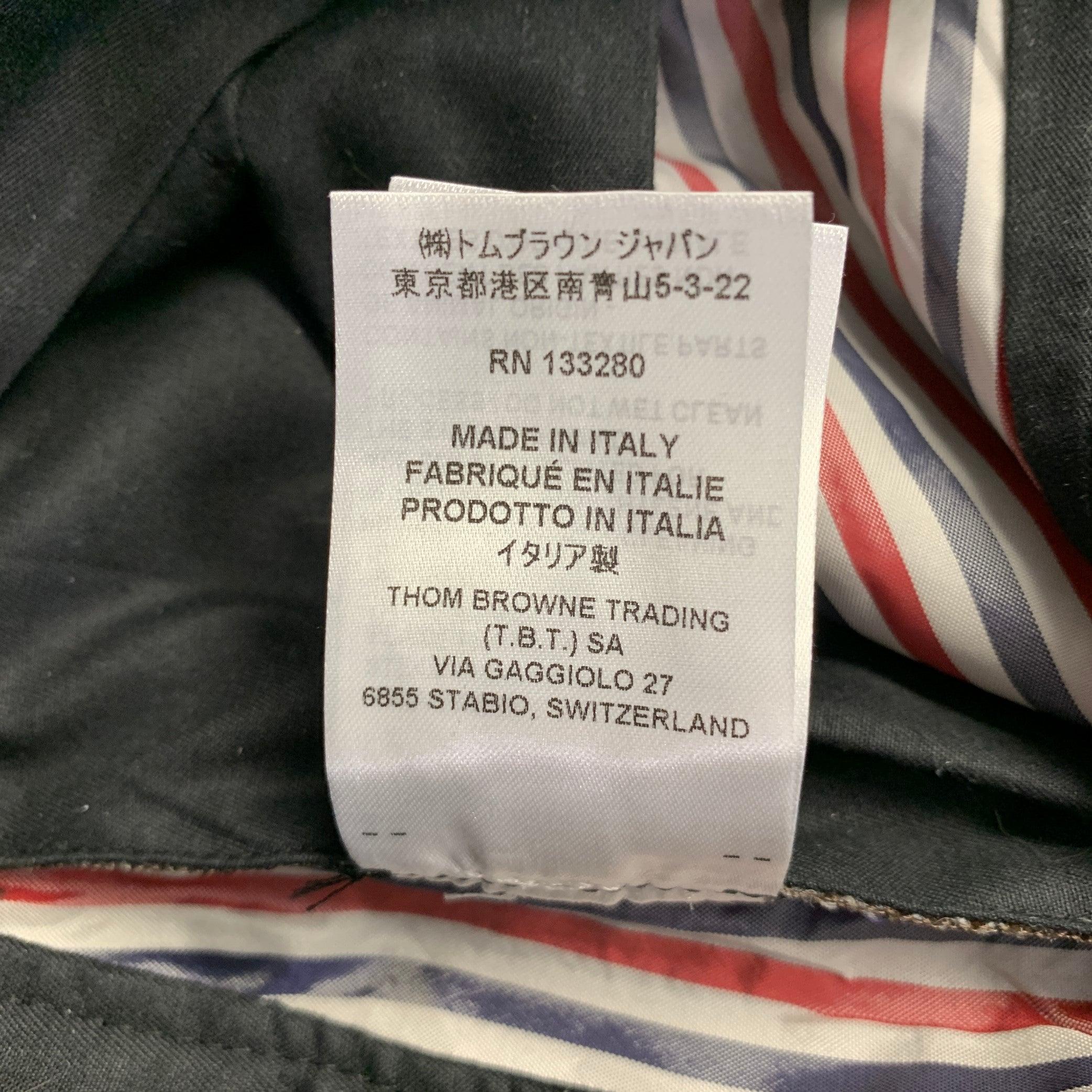 THOM BROWNE Size 2 Brown Olive Wool Herringbone Flat Front Dress Pants For Sale 4