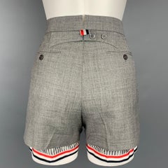 THOM BROWNE Size 2 Grey & White Wool Shorts