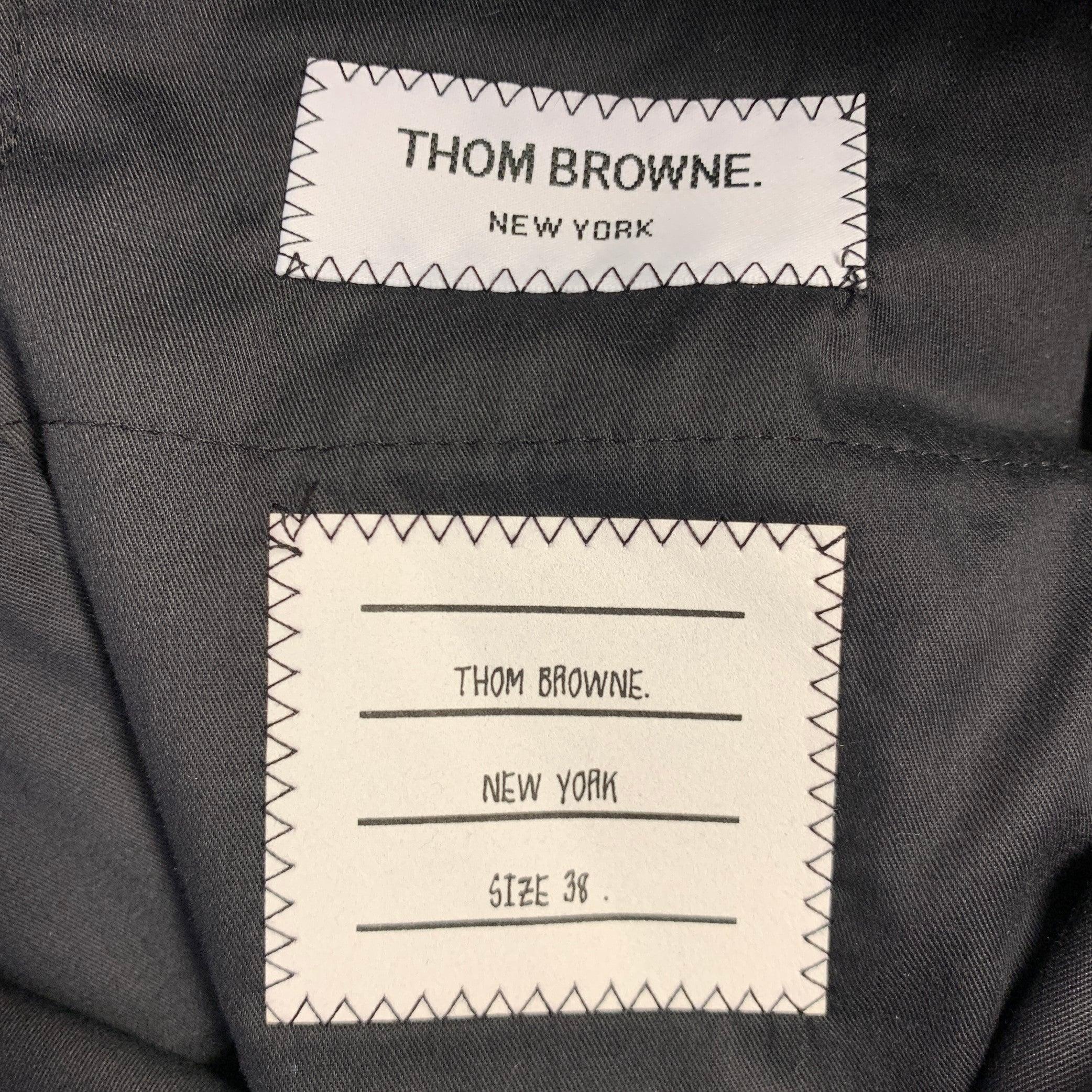 Women's THOM BROWNE Size 2 Grey Wool Textured Flat Front Dress Pants For Sale
