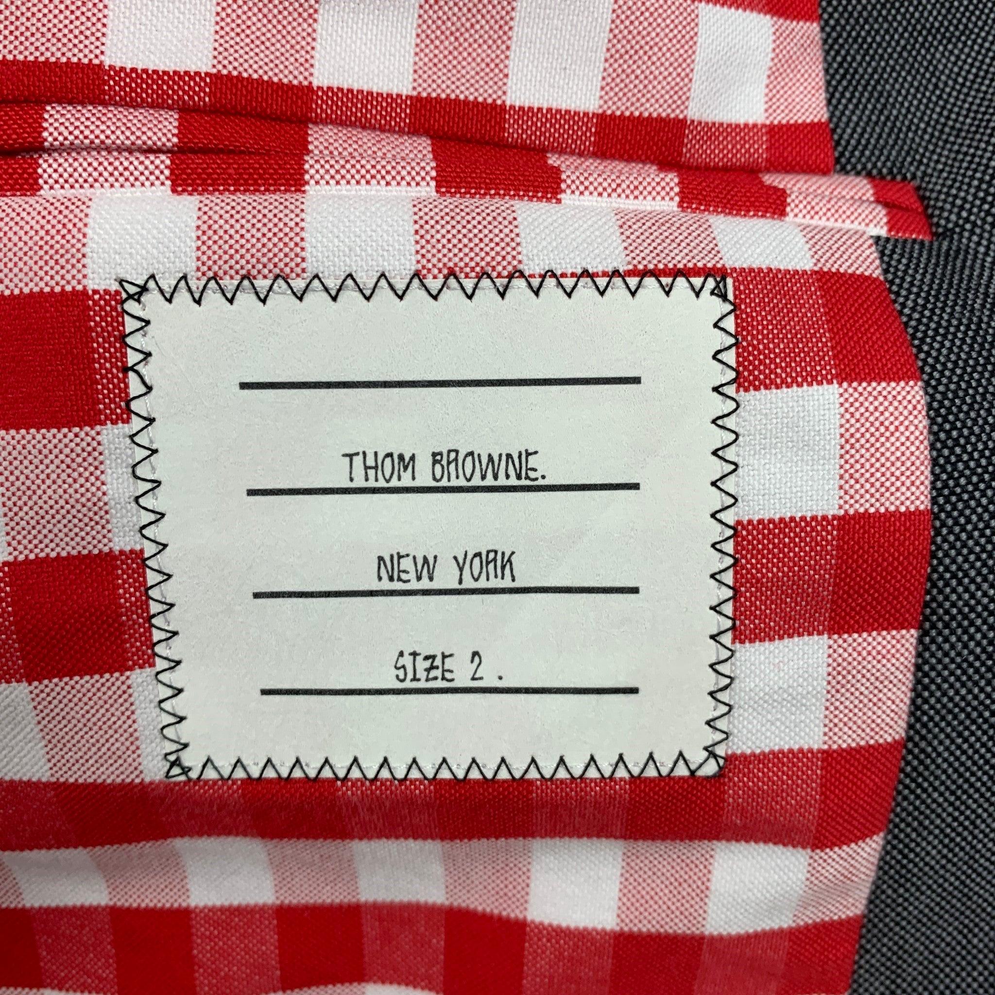 THOM BROWNE Size 38 Navy Red Checkered Wool Blend Notch Lapel Sport Coat For Sale 3