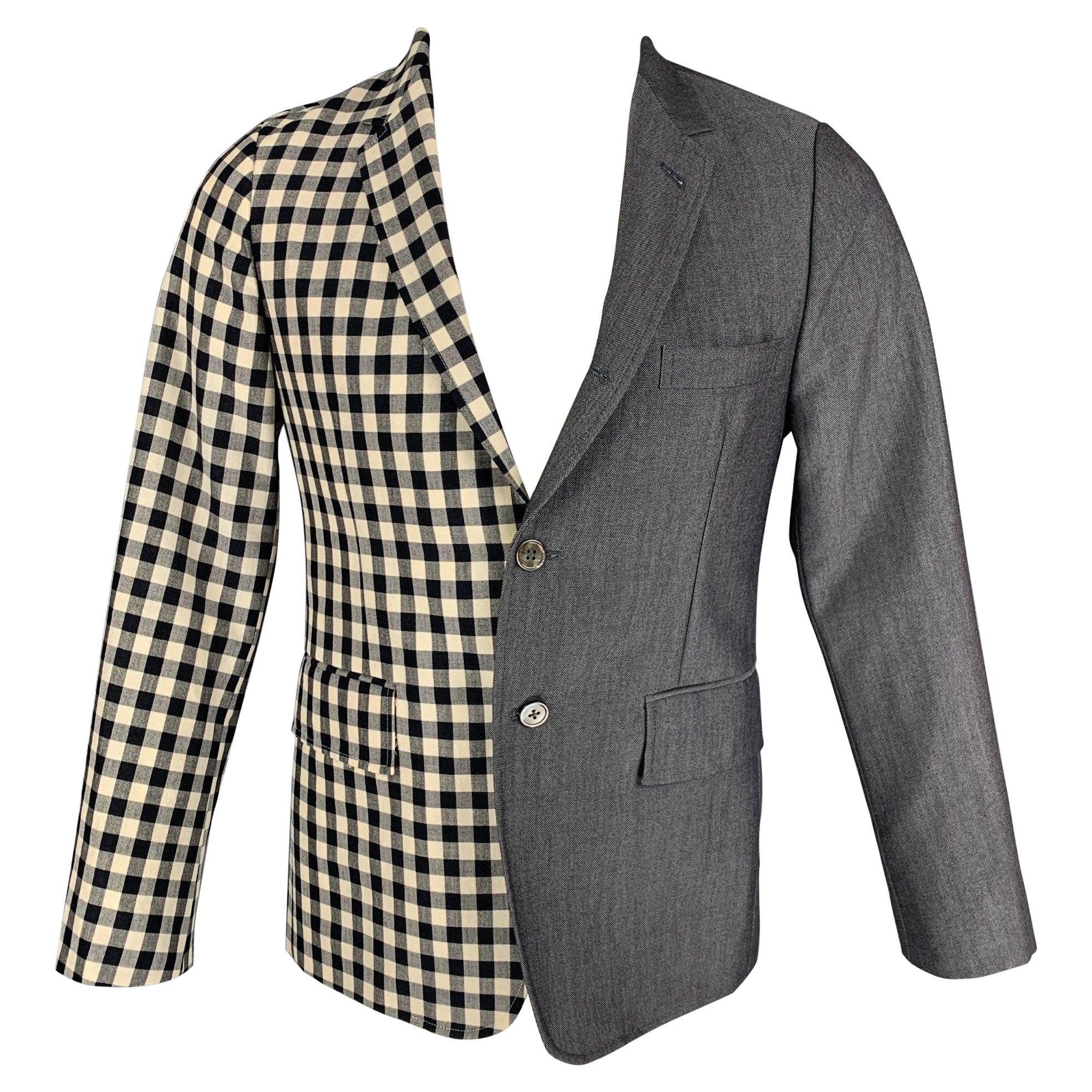 THOM BROWNE Größe 38 Marine Rot karierter Sportmantel aus Wollmischung mit Notch-Revers aus Wollmischung im Angebot