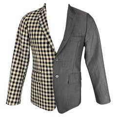 THOM BROWNE Größe 38 Marine Rot karierter Sportmantel aus Wollmischung mit Notch-Revers aus Wollmischung