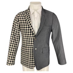 THOM BROWNE Size 38 Navy Red Checkered Wool Blend Notch Lapel Sport Coat