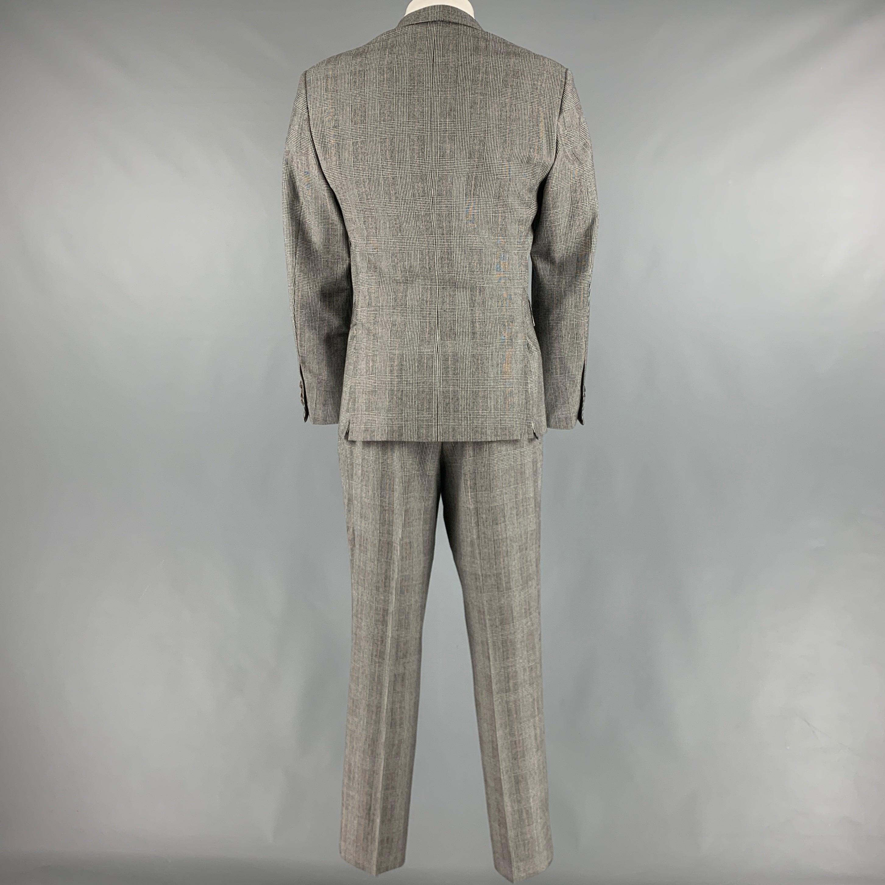 THOM BROWNE Size 40 Black White Glenplaid Wool Notch Lapel Suit In Excellent Condition For Sale In San Francisco, CA