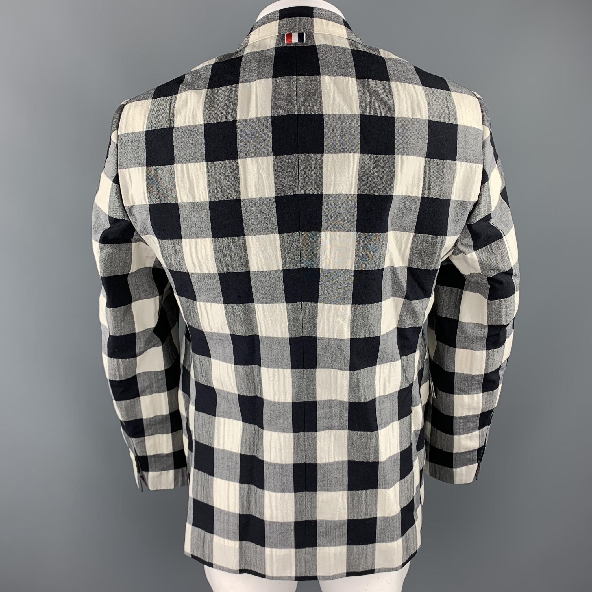 THOM BROWNE Size 40 Regular Black & Beige Checkered Wool Blend Sport Coat In Excellent Condition In San Francisco, CA