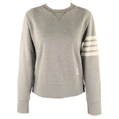 THOM BROWNE Size L Grey Red White Blue Cotton Stripe Cropped Pullover