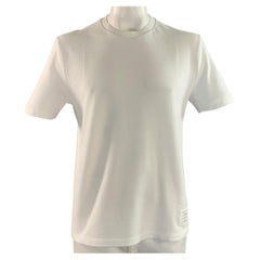 Camiseta de algodón de THOM BROWNE, talla L, cuello redondo, en blanco y gris