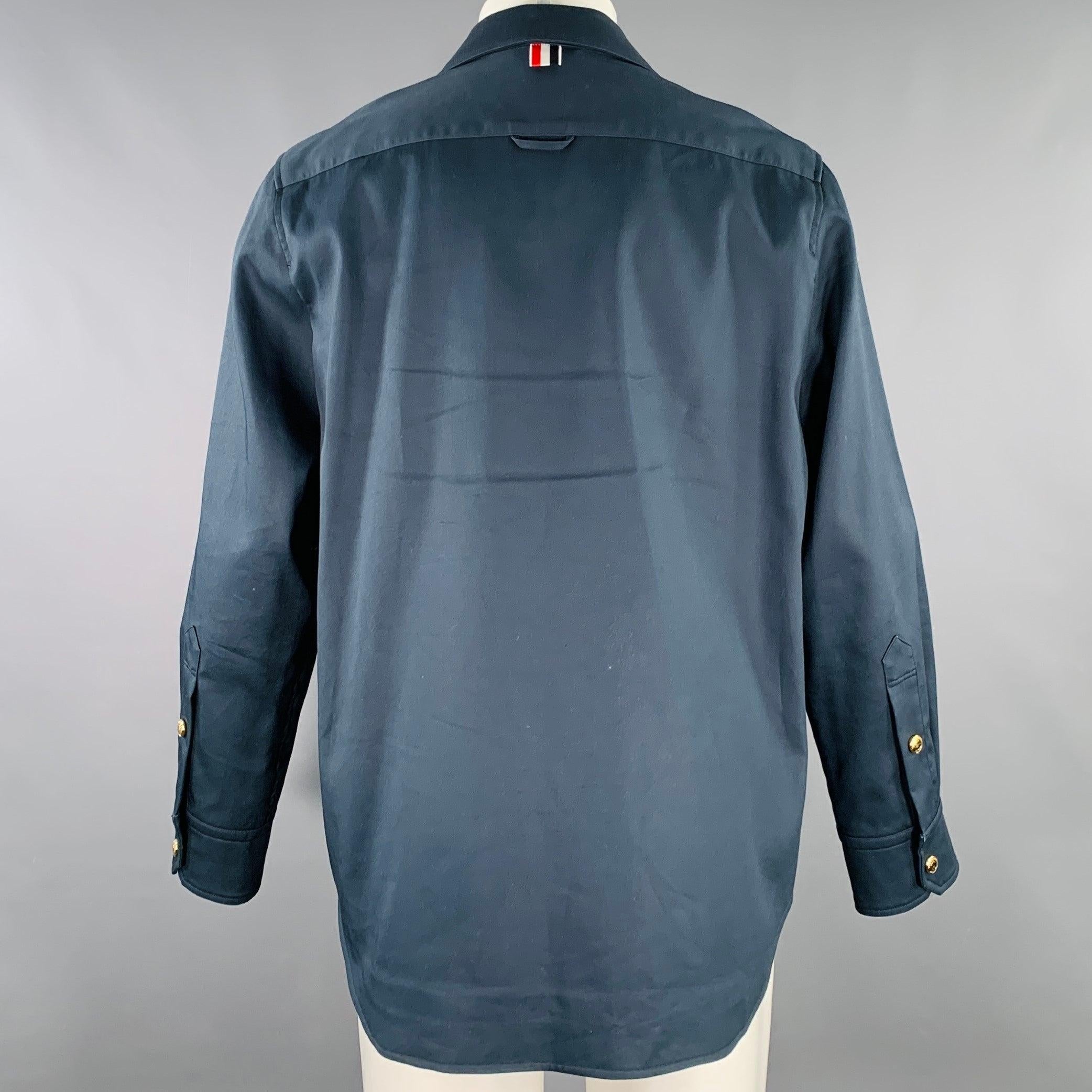 Men's THOM BROWNE Size M Navy Twill Shirt Jacket
