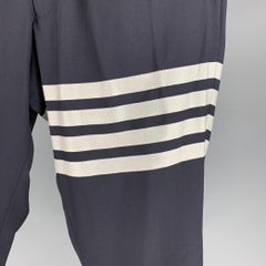 THOM BROWNE Größe M Navy Weiß Gestreift Wolle Elastischer Bund Freizeithose
