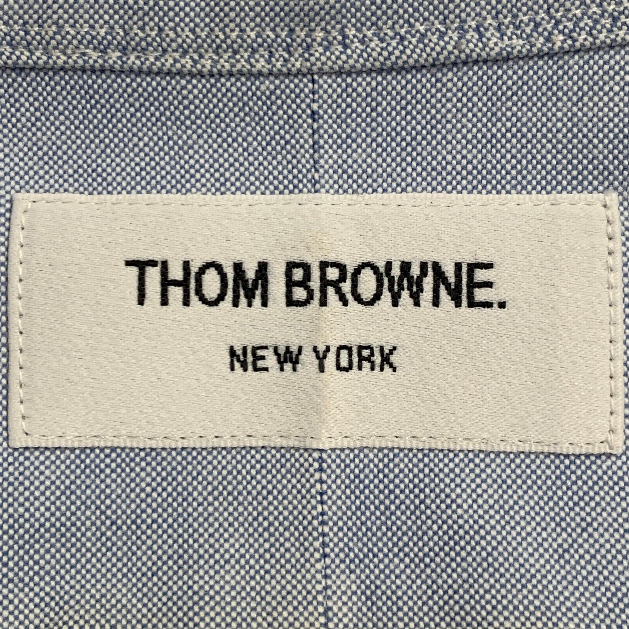 THOM BROWNE Größe S Blau Oxford Baumwolle eine Tasche Langarmhemd im Angebot 1