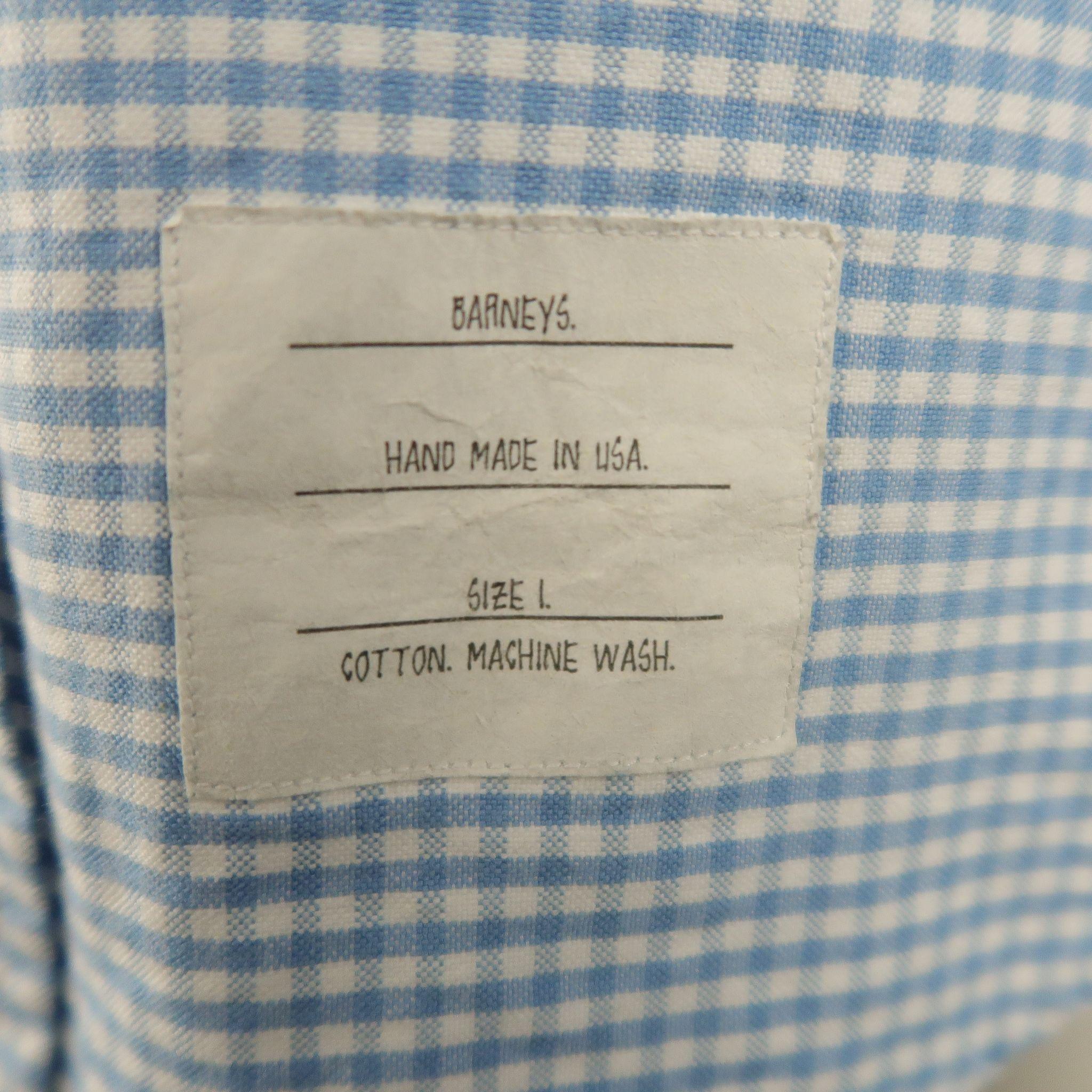 THOM BROWNE Size S Blue & White Checkered Cotton Long Sleeve Shirt In Excellent Condition In San Francisco, CA