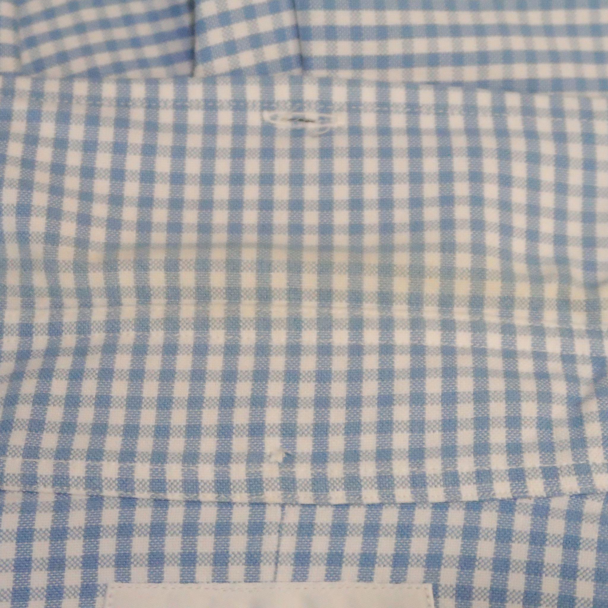 THOM BROWNE Size S Blue & White Checkered Cotton Long Sleeve Shirt 4