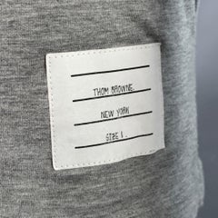 Camiseta de manga larga de algodón gris con cuello redondo THOM BROWNE Talla S